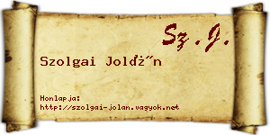 Szolgai Jolán névjegykártya